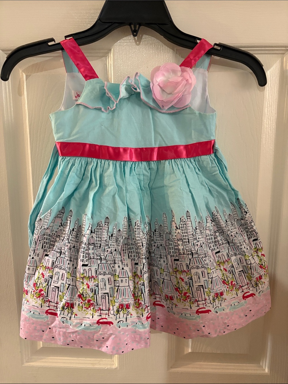 Jessica Ann Aqua and Pink Cityscape Sundress size 18months